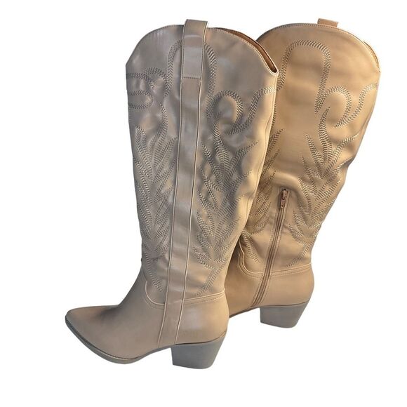 NIB Oasis Society Samara Nude Embroidered Heel Tall Western Boot Size 10 - Picture 6 of 14